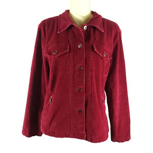 Christopher Banks Stretch Women's Corduroy Jacket Size X Large Rust Red Brown